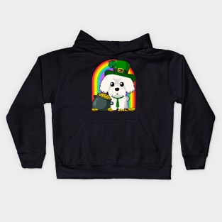 Maltese Rainbow Irish Clover St Patrick Day Dog Gift design Kids Hoodie